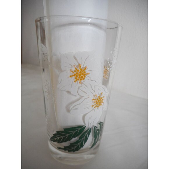 MCM Peanut Butter Drinking Juice Glass Tumbler Christmas rose Estate find 5" - Picture 1 of 3